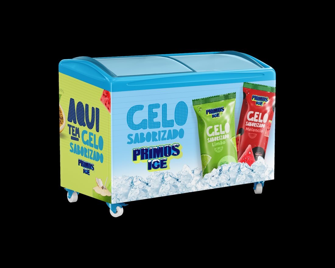 Freezer personalizado Primos Ice para pontos de venda